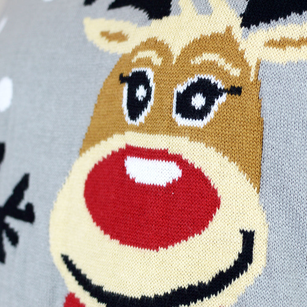 Jersey de Navidad Familia con Renas Cute Gris 