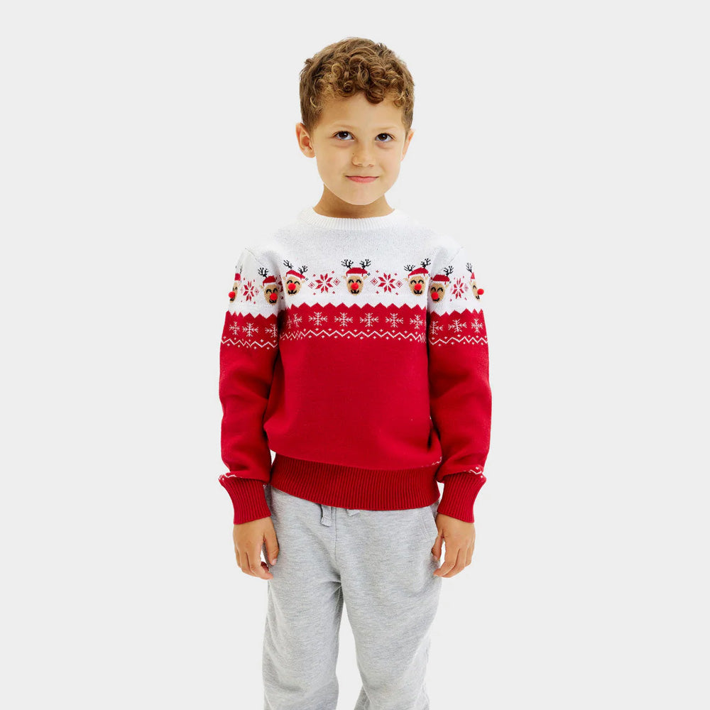 Jersey de Navidad Niño Familia Reno Adorable
