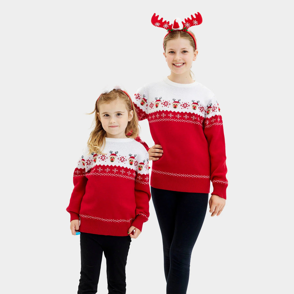 Jersey de Navidad Niña Familia Reno Adorable
