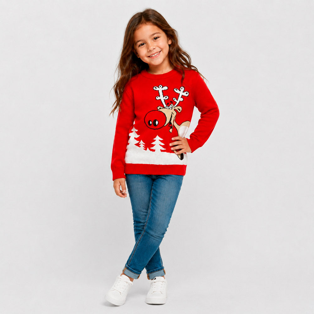 Jersey de Navidad Familia Reno con Cerveza Rojo Niña
