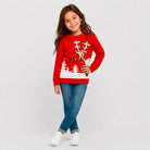 Jersey de Navidad Familia Reno con Cerveza Rojo Niña
