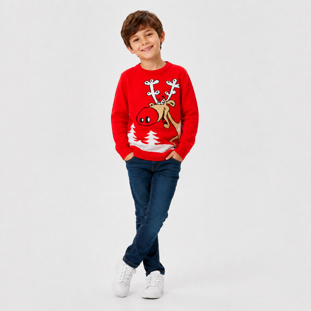 Jersey de Navidad Familia Reno con Cerveza Rojo Niño
