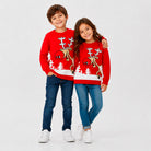 Jersey de Navidad Familia Reno con Cerveza Rojo Niños
