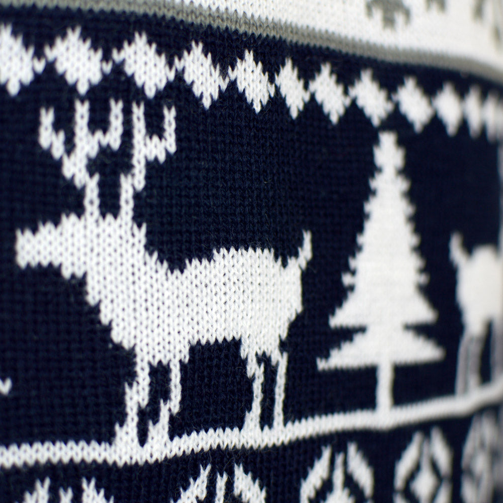 Jersey de Navidad para Familia de Renos y Árboles cenefas 
