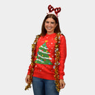 Jersey de Navidad mujer Familia Rojo Árbol de Navidad