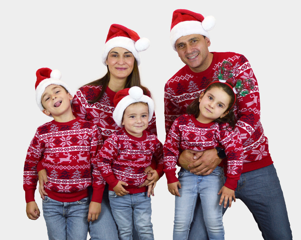 Jersey de Navidad para Familia Rojo Clásico Estrellas Polares