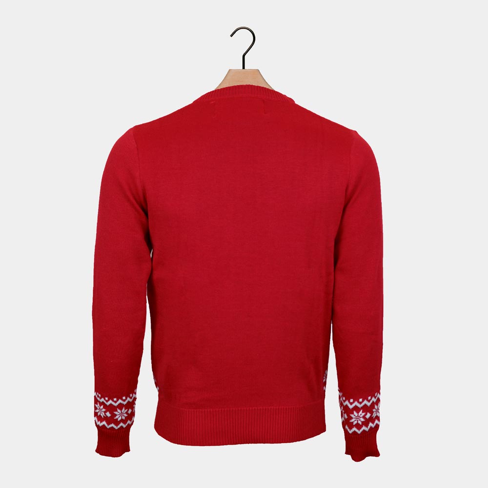 Jersey de Navidad para Familia Rojo Reno Rudolph Bufanda espalda