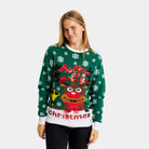 Jersey de Navidad para Familia Verde Holly Jolly Lentejuelas Mujer