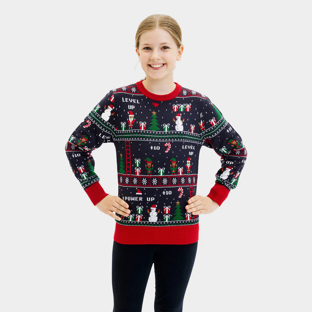 Jersey de Navidad para Familia Vintage Gaming Niña
