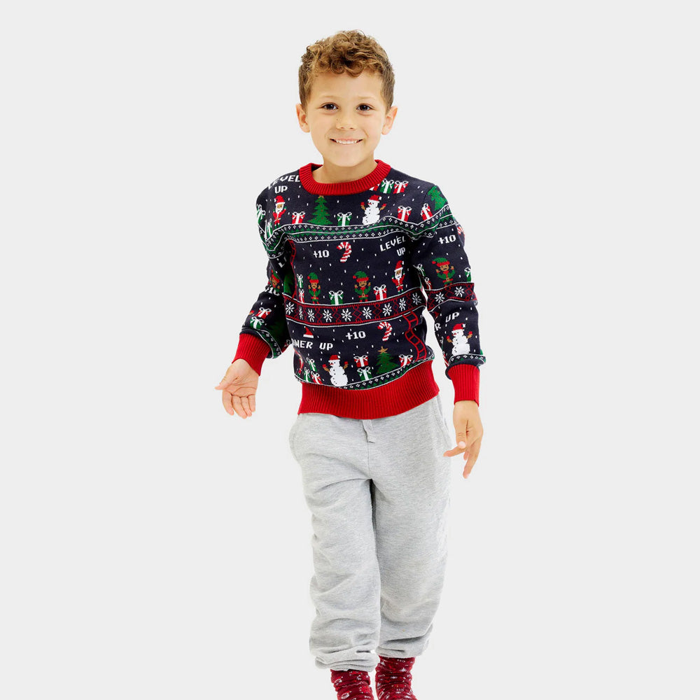 Jersey de Navidad para Familia Vintage Gaming nino