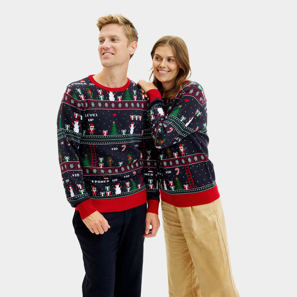 Jersey de Navidad para Familia Vintage Gaming Pareja
