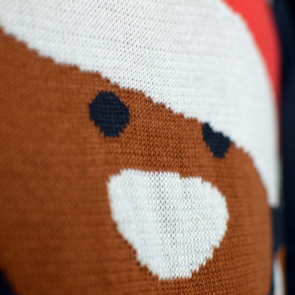 Jersey de Navidad para Hombre Azul Gingerbread detalle