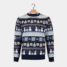 Jersey de Navidad para Hombre  y Cenefas Azul Muñecos de Nieve