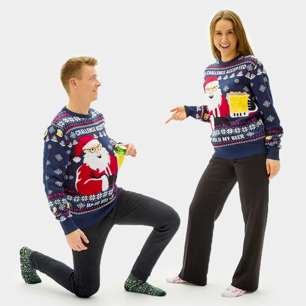 Jersey de Navidad para Hombre y Mujer Beer Pocket 3D
