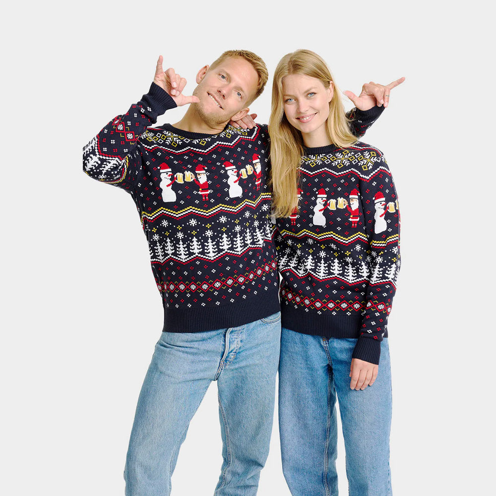 Jersey de Navidad para hombre Cheers Santa Pareja