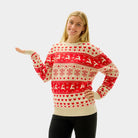 Jersey de Navidad Hombre y Mujer Corazones Rojos Beige Algodón Orgánico

