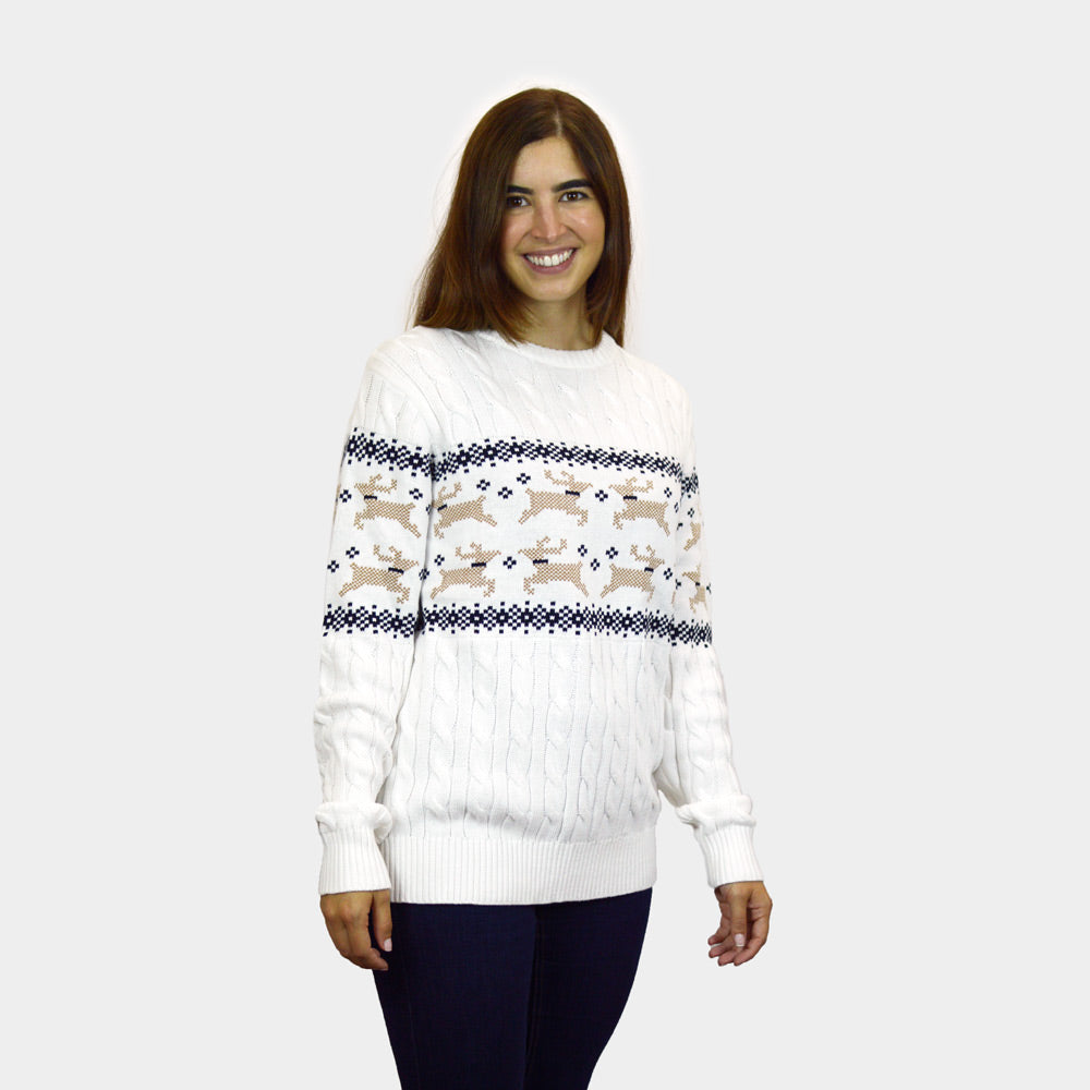 Jersey de Navidad Mujer y Hombre Elegante Blanco Alaska
