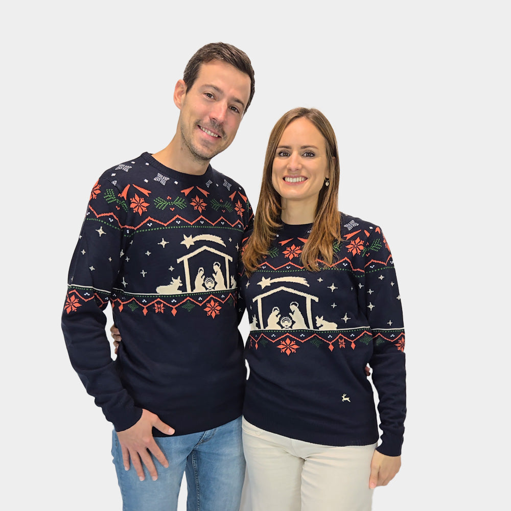 Jersey de Navidad para Hombre Portal de Belén Pareja
