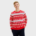 Jersey de Navidad Hombre Rojo Muñecos Nieve Cenefas Algodón Orgánico
