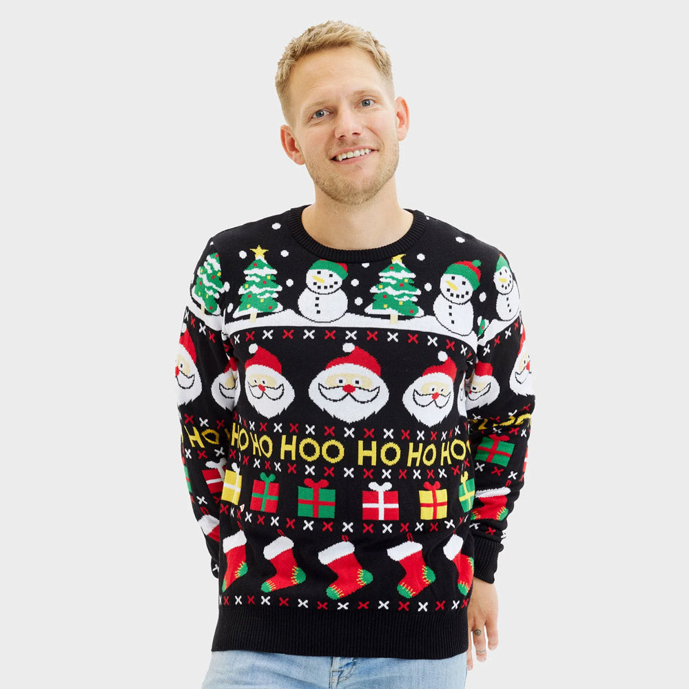 Jersey de Navidad Hombre Santa y Muñecos Algodón Orgánico Regalos 
