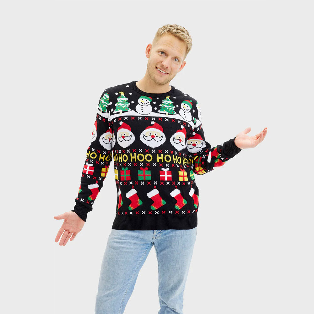 Jersey de Navidad Hombre Santa Regalos y Muñecos Algodón Orgánico
