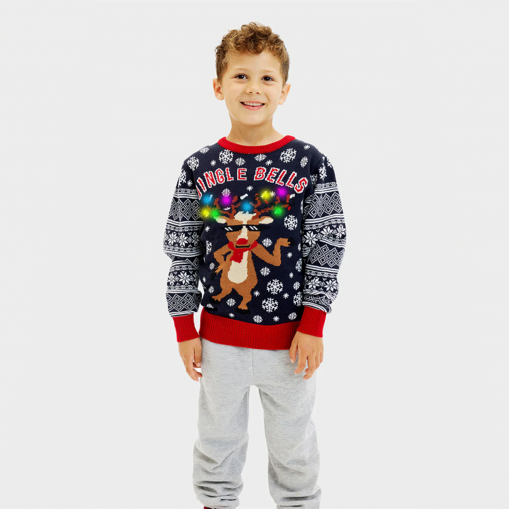 Jersey de Navidad con Luces LED para Niño Jingle Bells
