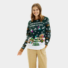 Jersey de Navidad con Luces LED de Parejas Santa is Coming to Town Mujer
