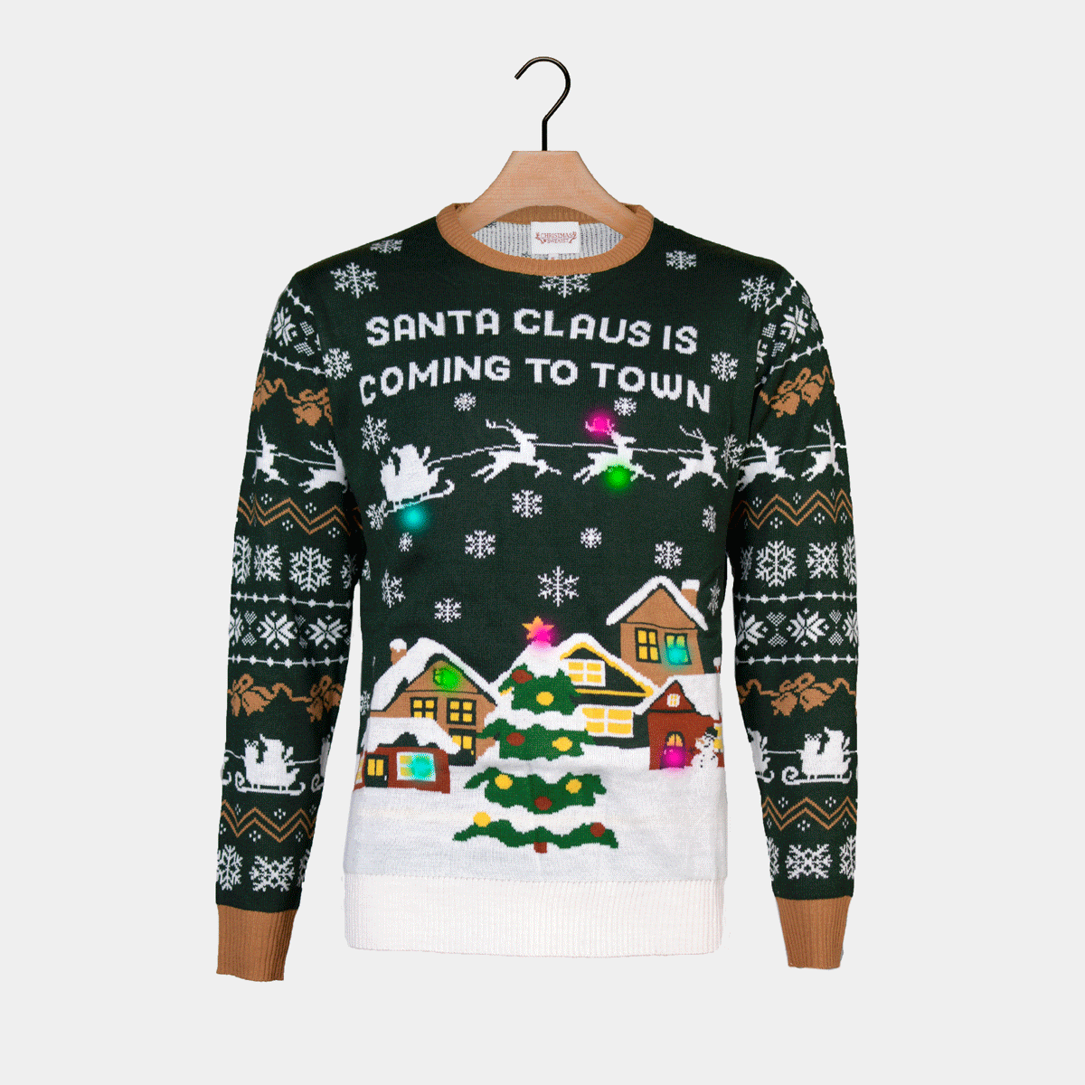 Jersey de Navidad con Luces LED Parejas Santa is Coming to Town
