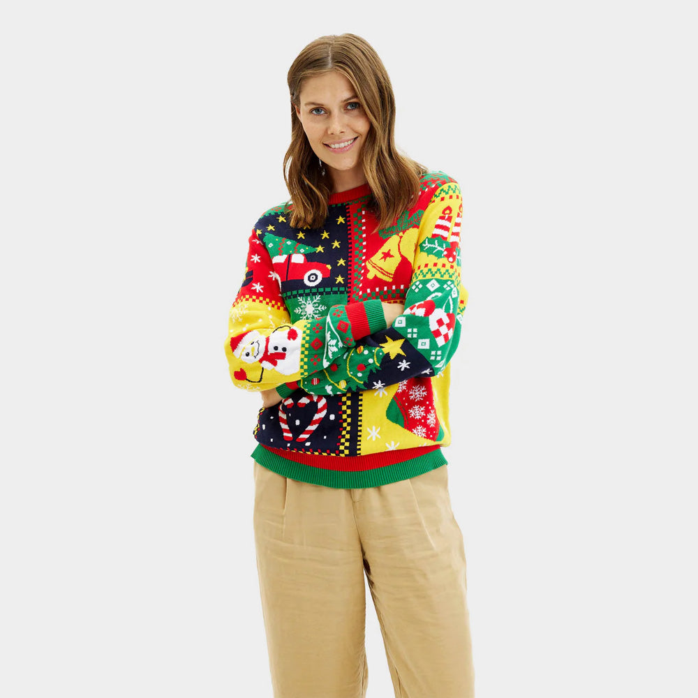 Jersey de Navidad para Mujer Algodón Orgánico Patchwork 
