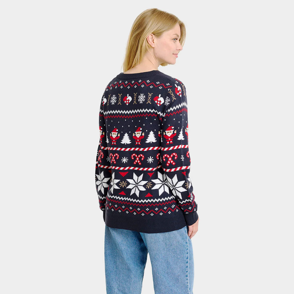 Jersey de Navidad para Mujer Cárdigan Azul Polares Estrellas 
