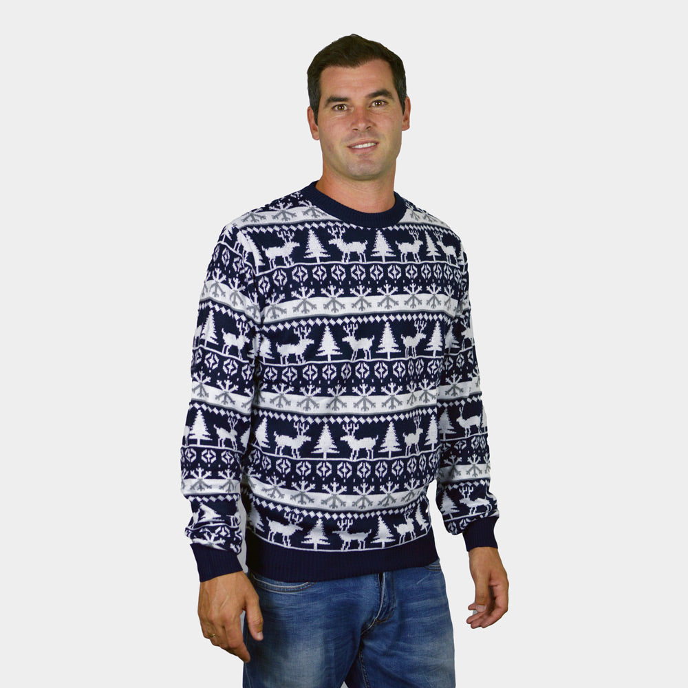Jersey de Navidad Hombre Mujer Cenefas Renos y Árboles
