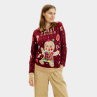 Jersey de Navidad Ginger Cookie Luces LED para Mujer Rojo 
