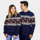 Jersey de Navidad para Mujer y Hombre Elegante Azul con Renos
