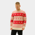 Jersey de Navidad Mujer y Hombre Corazones Rojos Beige Algodón Orgánico

