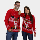 Jersey de Navidad para Mujer Hombre Rojo Reno Rudolph Bufanda
