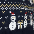 Jersey de Navidad para Mujer Muñecos Azul Nieve y Cenefas

