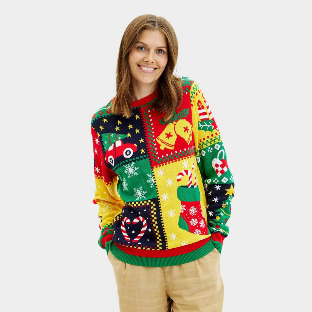 Jersey de Navidad para Mujer Patchwork Algodón Orgánico
