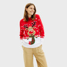 Jersey de Navidad Mujer Reno con Bufanda Algodón Orgánico

