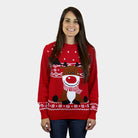 Jersey de Navidad Rojo Reno Rudolph Bufanda para mujer