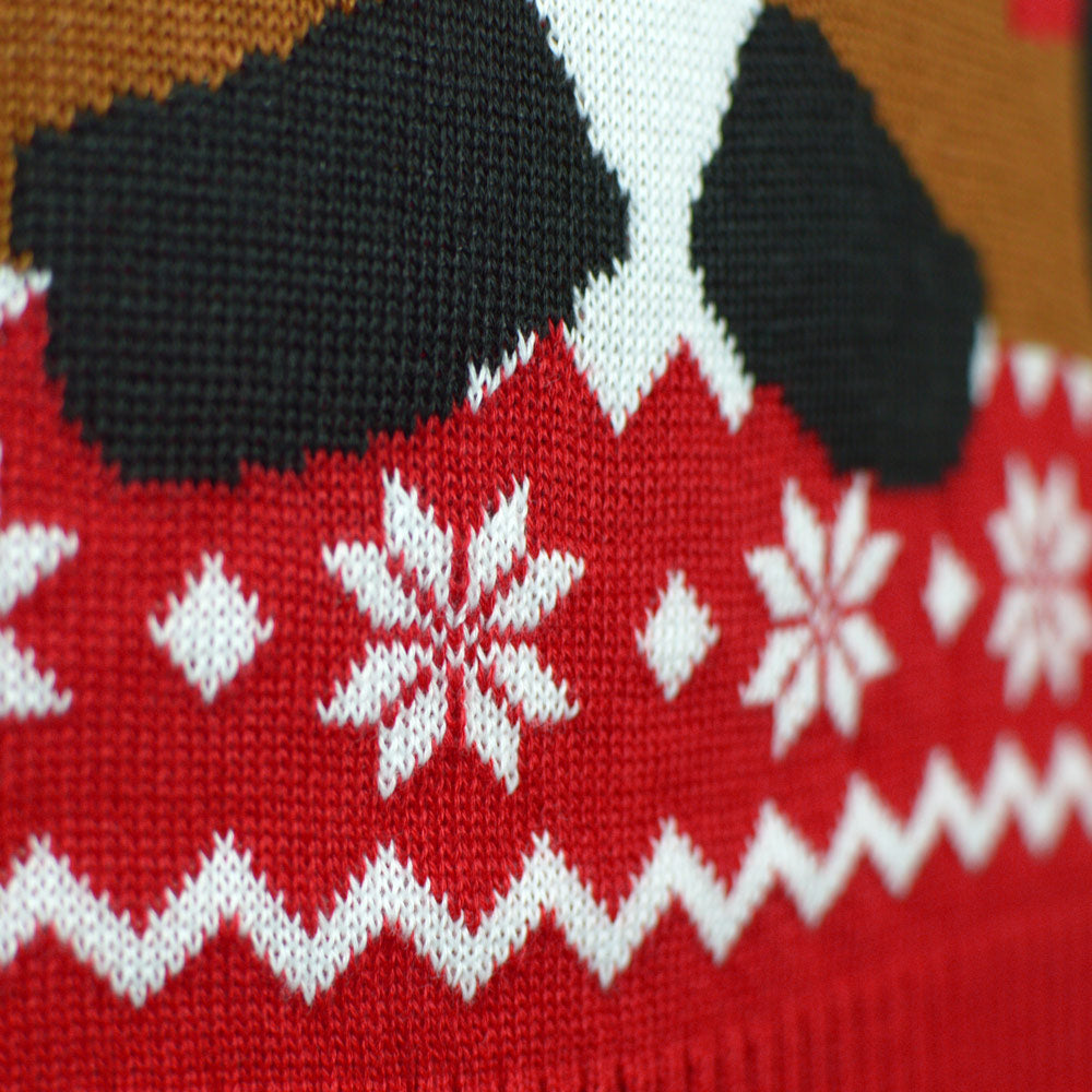 Jersey de Navidad para Mujer Rojo Reno Rudolph Bufanda detalle