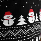 Jersey de Navidad Negro detalle Árboles, Muñecos y Papá Noel