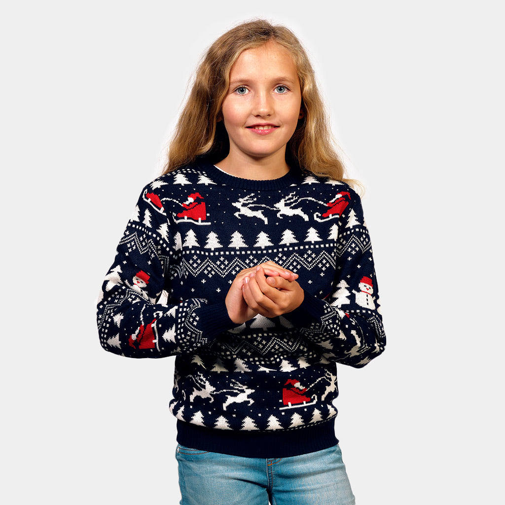 Jersey de Navidad para Niña Árboles, Muñecos y Papá Noel

