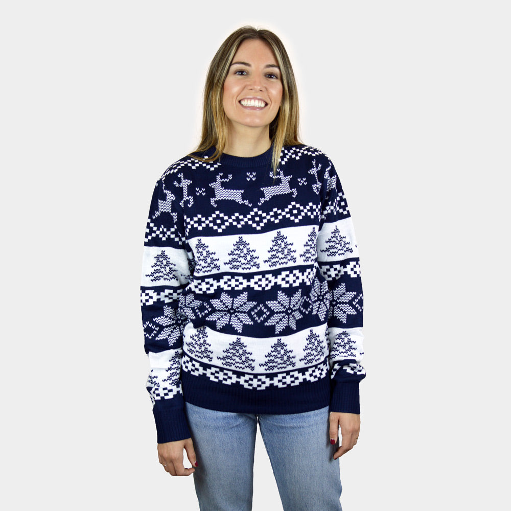 Jersey de Navidad Mujer Nina y Niño Azul Polo Norte
