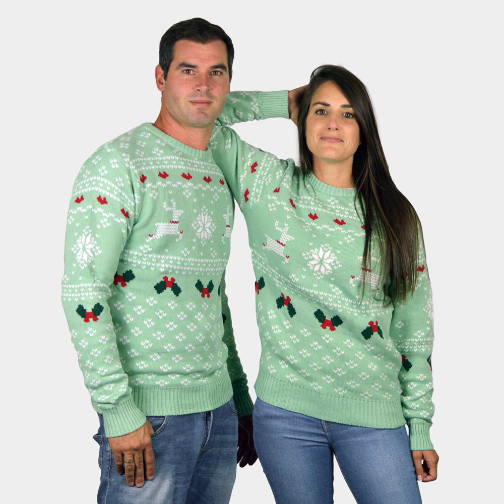 Jersey de Navidad Parejas Niña y Niño Verde Sweet Christmas
