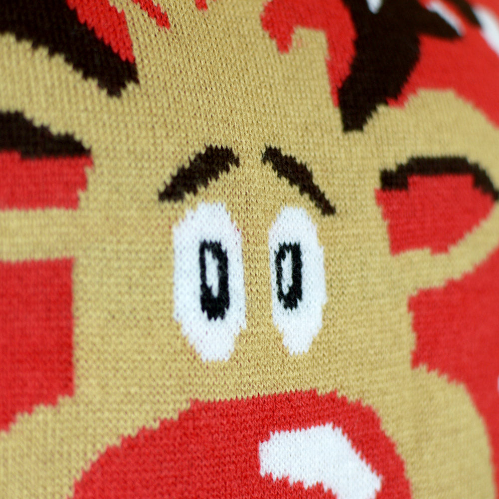 Jersey de Navidad Niña y Niño Reno Rojo con Bufanda Algodón Orgánico
