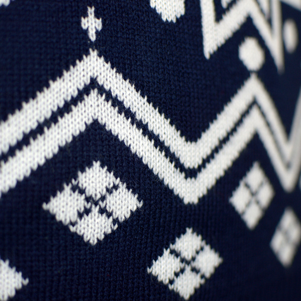 Jersey Navideño para Niña y Niño con Renos y Estrellas Azul Nordic
