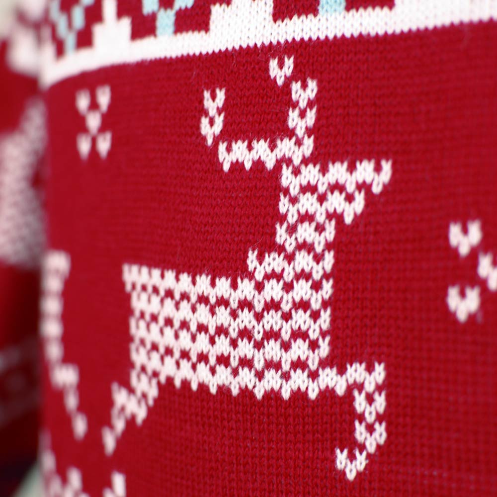 Jersey de Navidad para Niña y Niño Rojo Clásico Estrellas Polares Reno