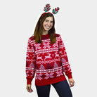 Jersey de Navidad Mujer Niña y Niño Rojo Clásico Estrellas Polares
