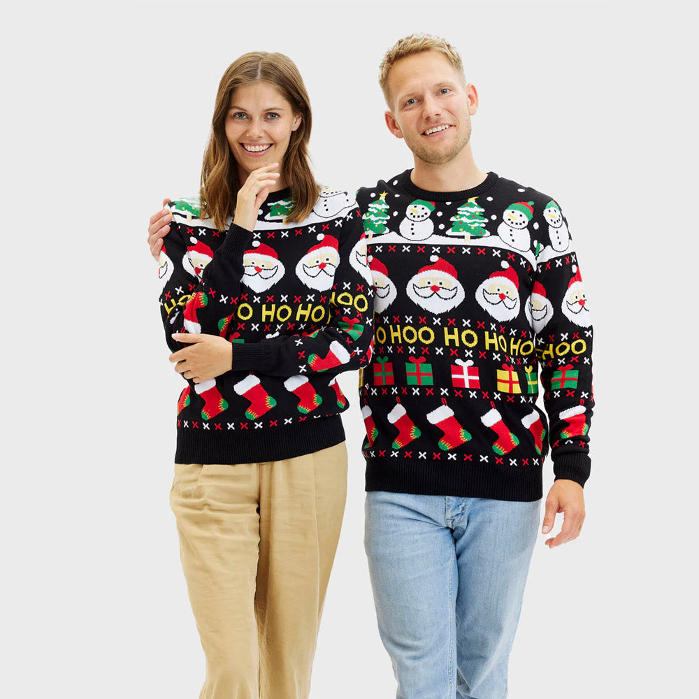 Jersey de Navidad Niña y Niño Pareja Santa Regalos y Muñecos Algodón Orgánico
