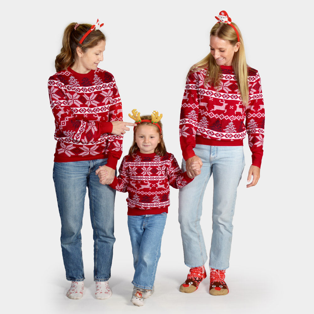 Jersey de Navidad  Familia Rojo Clásico con Estrellas Polares

